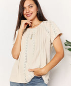 Double Take Crochet Buttoned Short Sleeves Top - Body By J'ne