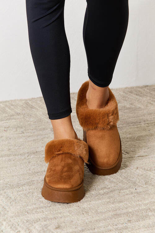 Furry Chunky Platform Ankle Boots - Body By J'ne