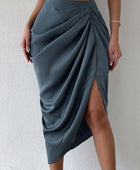 Ruched Slit High Wiast Skirt - Body By J'ne