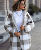 Plaid Open Front Hooded Coat - Body By J'ne