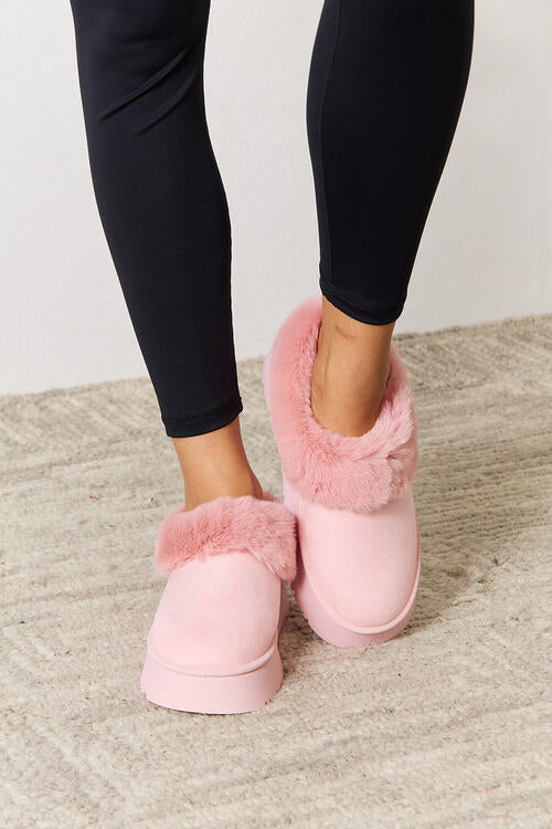 Furry Chunky Platform Ankle Boots - Body By J'ne