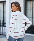 Striped Round Neck Long Sleeve Sweater - Body By J'ne