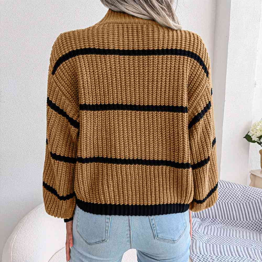 Striped Rib-Knit Sweater - Body By J'ne