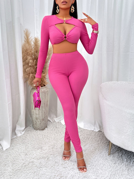 Cutout Cropped Top and Leggings Set - Body By J'ne