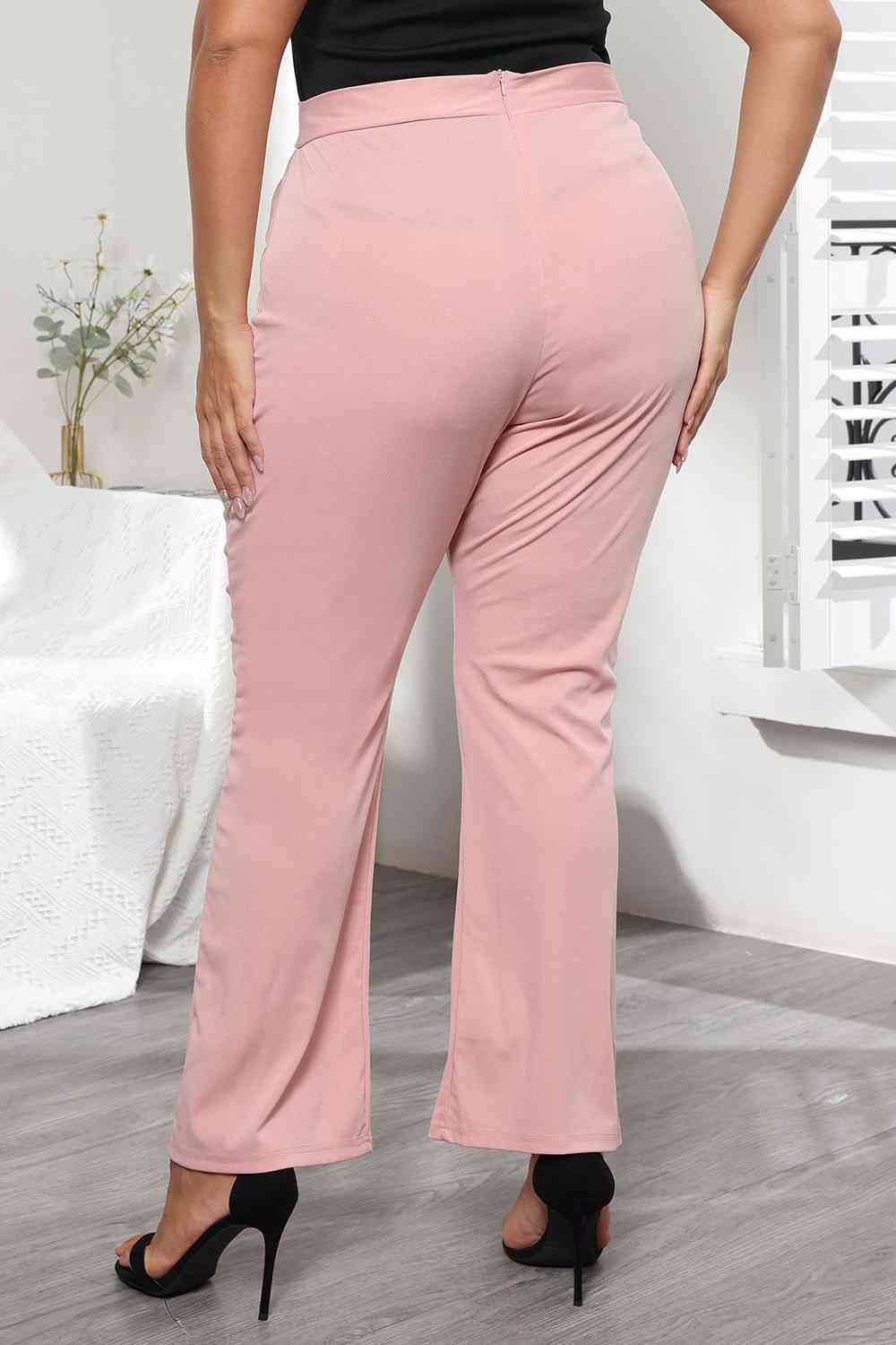 Plus Size Seamed Detail Plain Pants - Body By J'ne