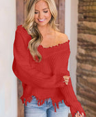 Frayed Hem Dropped Shoulder Sweater - Body By J'ne