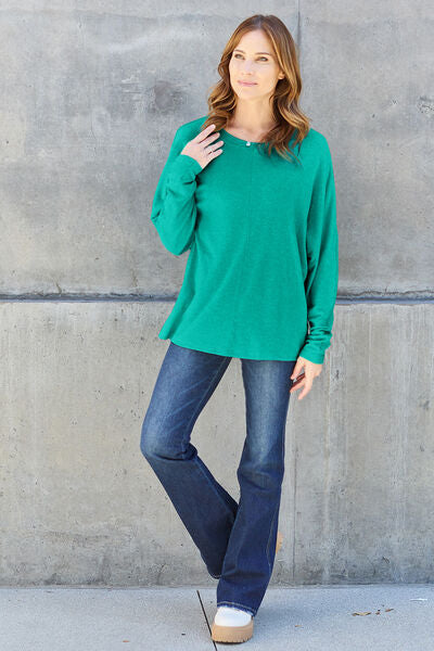 Full Size Round Neck Long Sleeve T-Shirt - Body By J'ne