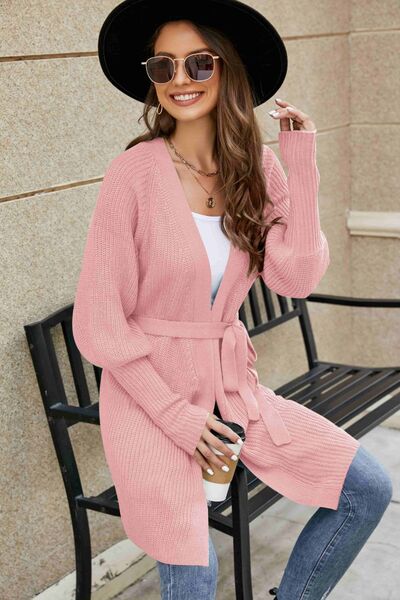 Open Front Lantern Sleeve Cardigan - Body By J'ne