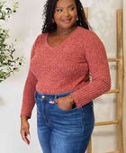 Ribbed V-Neck Long Sleeve T-Shirt - Body By J'ne