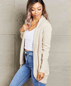 Long Sleeve Ribbed Hem Open Front Longline Cardigan - Body By J'ne