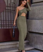 Ribbed Cutout Single Shoulder Maxi Dress - Body By J'ne