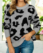 Drop Shoulder Leopard Pullover Sweater - Body By J'ne