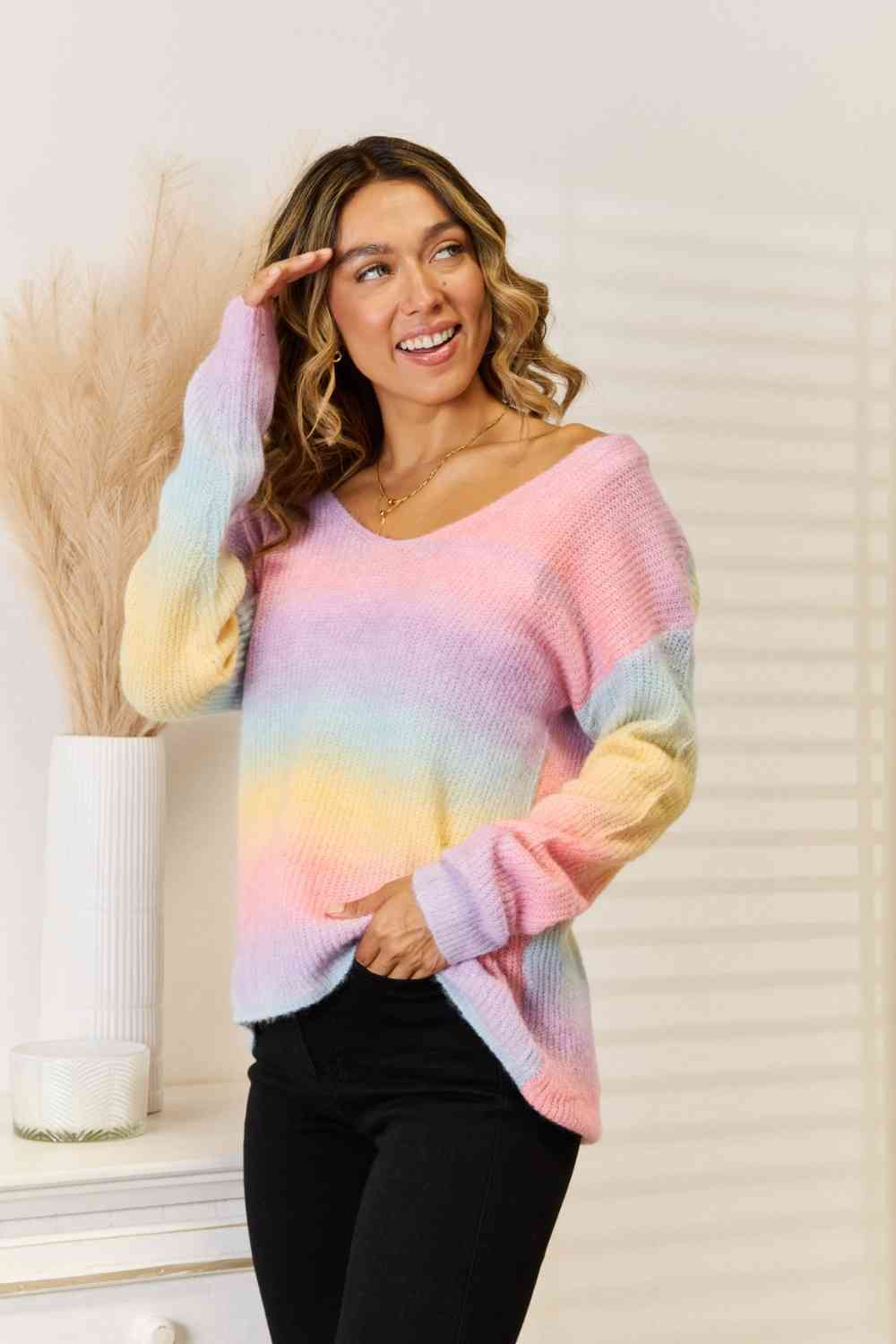 Gradient V-Neck Sweater - Body By J'ne