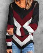 Eyelet Color Block Long Sleeve Sweater - Body By J'ne