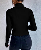 Cutout Turtleneck Rib-Knit Top - Body By J'ne