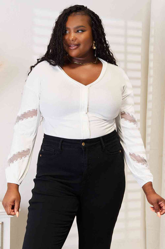 V-Neck Dropped Shoulder Blouse - Body By J'ne