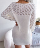 Openwork Boat Neck Sweater Dress - Body By J'ne