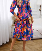 Printed Smocked Lantern Sleeve Ruffled Dress - Body By J'ne