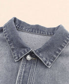 Button Up Dropped Shoulder Denim Jacket with Pockets - Body By J'ne