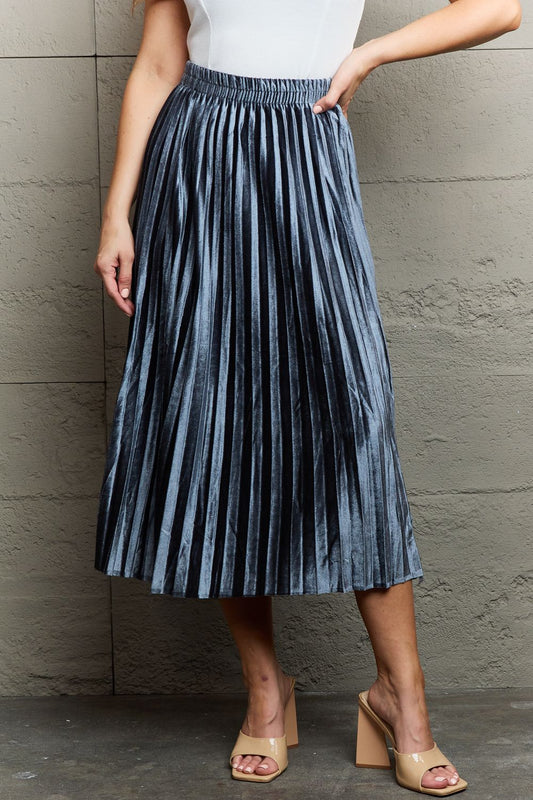 Accordion Pleated Flowy Midi Skirt - Body By J'ne