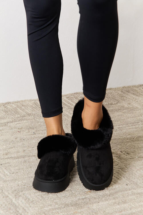 Furry Chunky Platform Ankle Boots - Body By J'ne