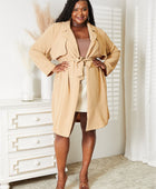 Full Size Tied Trench Coat with Pockets - Body By J'ne