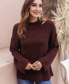 Round Neck Cutout Dropped Shoulder Sweater - Body By J'ne