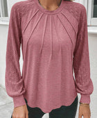 Heathered Round Neck Long Sleeve T-Shirt - Body By J'ne