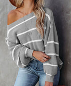 Striped Dropped Shoulder Pullover Sweater - Body By J'ne