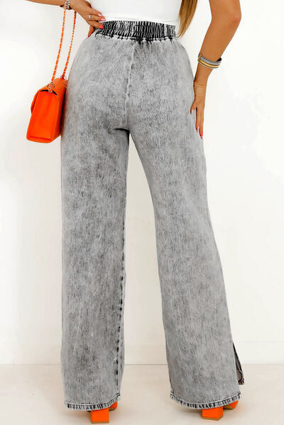 Slit Drawstring Jeans with Pockets - Body By J'ne