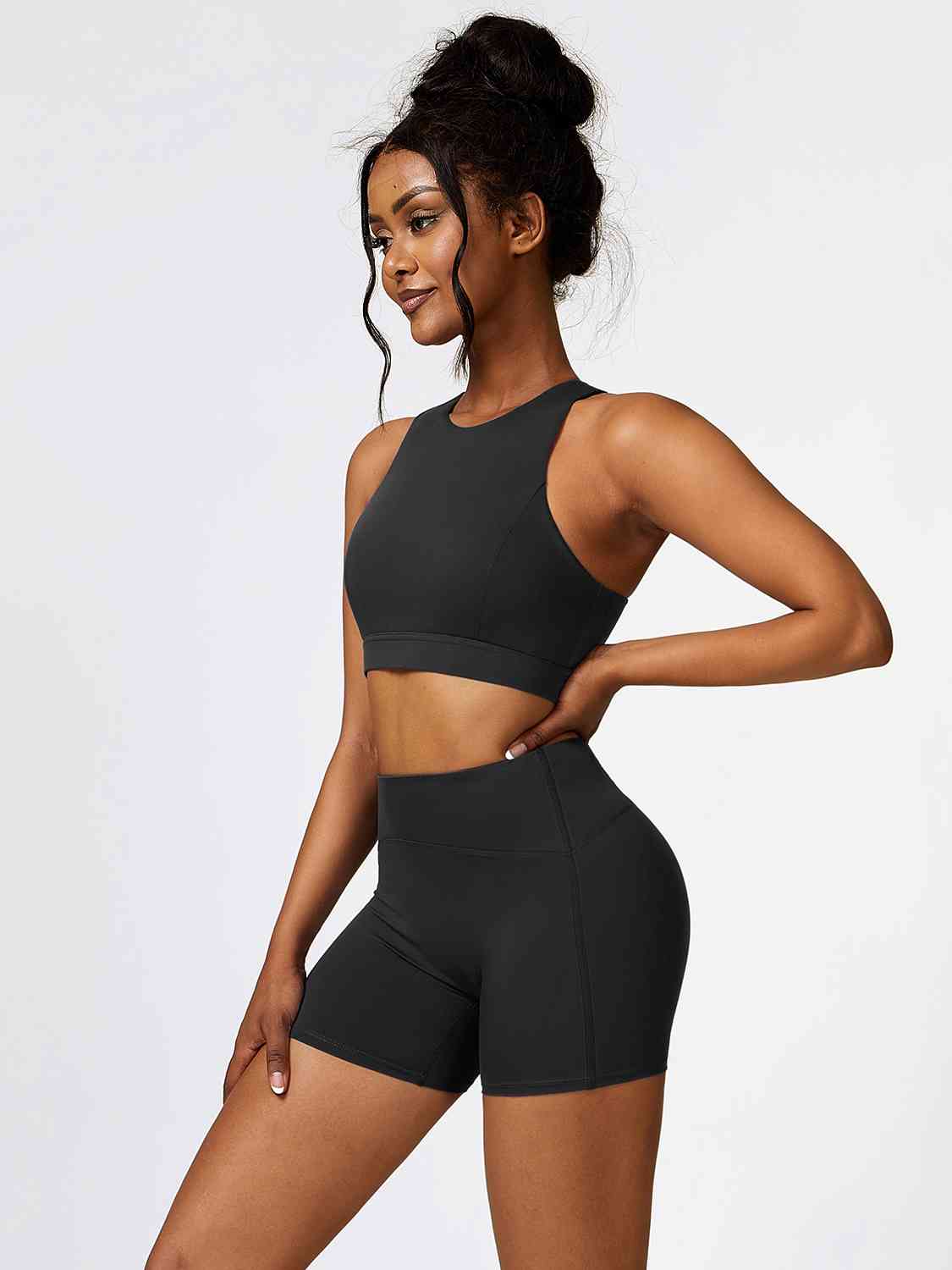 Cutout Cropped Sport Tank and Shorts Set - Body By J'ne