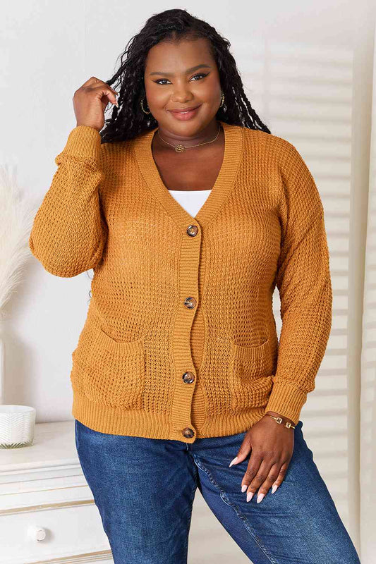 Drop Shoulder Button Down Cardigan with Pockets - Body By J'ne