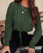 Cable-Knit Round Neck Dropped Shoulder Sweater - Body By J'ne