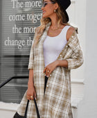 Plaid Button-Up Longline Shacket with Breast Pockets - Body By J'ne