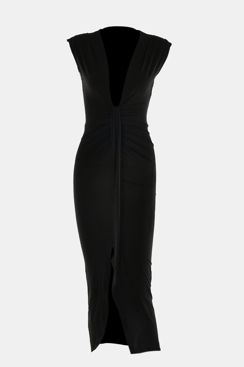 Slit Plunge Sleeveless Maxi Dress - Body By J'ne