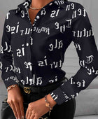 Printed Collared Neck Long Sleeve Shirt - Body By J'ne