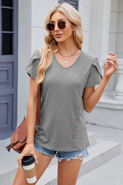 V-Neck Short Sleeve T-Shirt - Body By J'ne