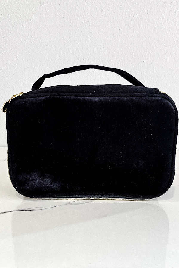 Sylvie Black Fabric Cosmetic Bag - Body By J'ne
