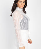 Ruffle Mock Neck Lace Top - Body By J'ne