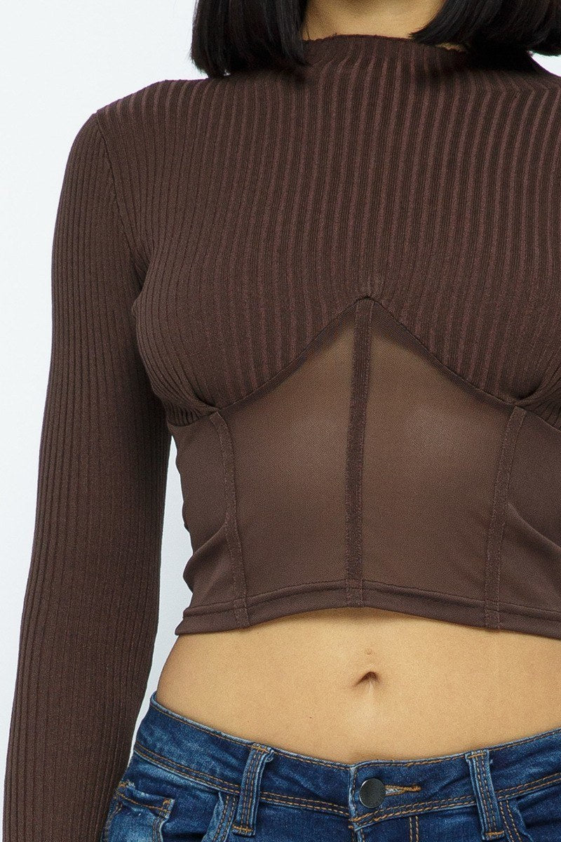 Knit Crop Top With Bottom Mesh - Body By J'ne