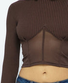 Knit Crop Top With Bottom Mesh - Body By J'ne