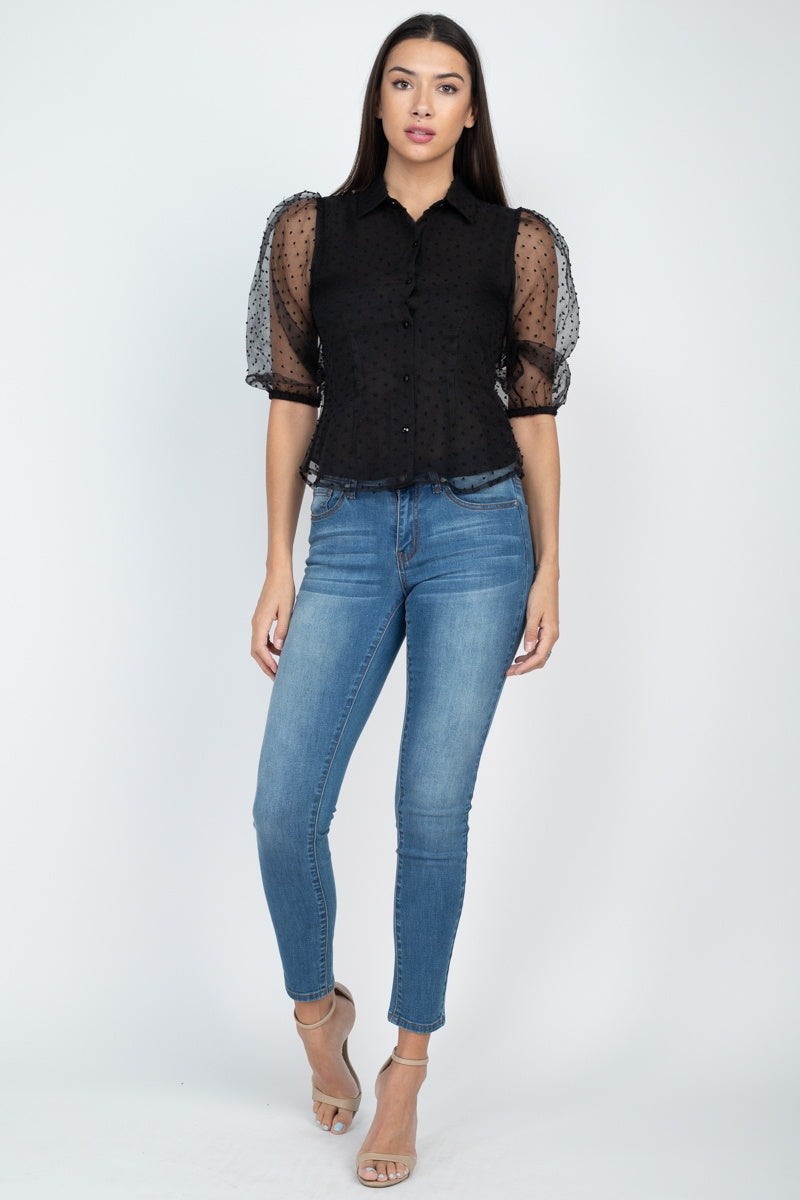 Contrast Dot Print Top - Body By J'ne