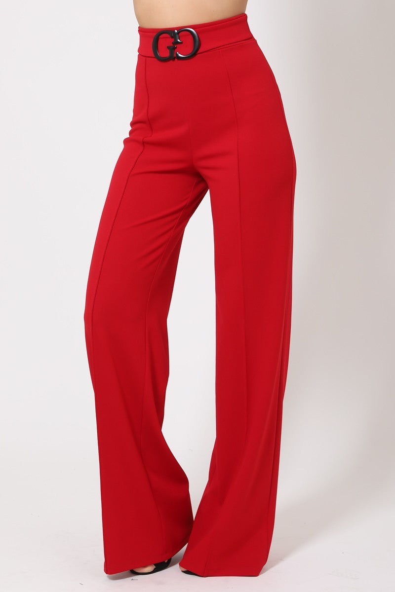 Double Reverse G Buckle Detail Pants - Body By J'ne