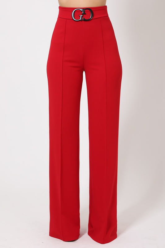 Double Reverse G Buckle Detail Pants - Body By J'ne