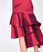 Asymmetrical Ruffle Bottom Satin Skirt - Body By J'ne