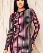 Multi-color Striped Ribbed Dress - Body By J'ne