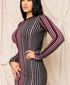 Multi-color Striped Ribbed Dress - Body By J'ne