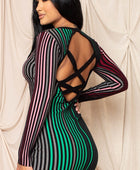 Multi-color Striped Ribbed Dress - Body By J'ne