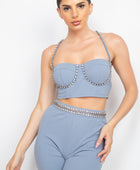 Stone Embellished Top And Pants Set - Body By J'ne