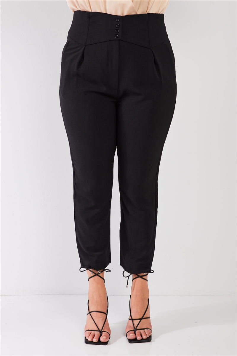 Plus Black High-waisted Classic Pegged Pants - Body By J'ne